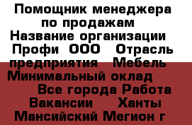 Помощник менеджера по продажам › Название организации ­ Профи, ООО › Отрасль предприятия ­ Мебель › Минимальный оклад ­ 60 000 - Все города Работа » Вакансии   . Ханты-Мансийский,Мегион г.